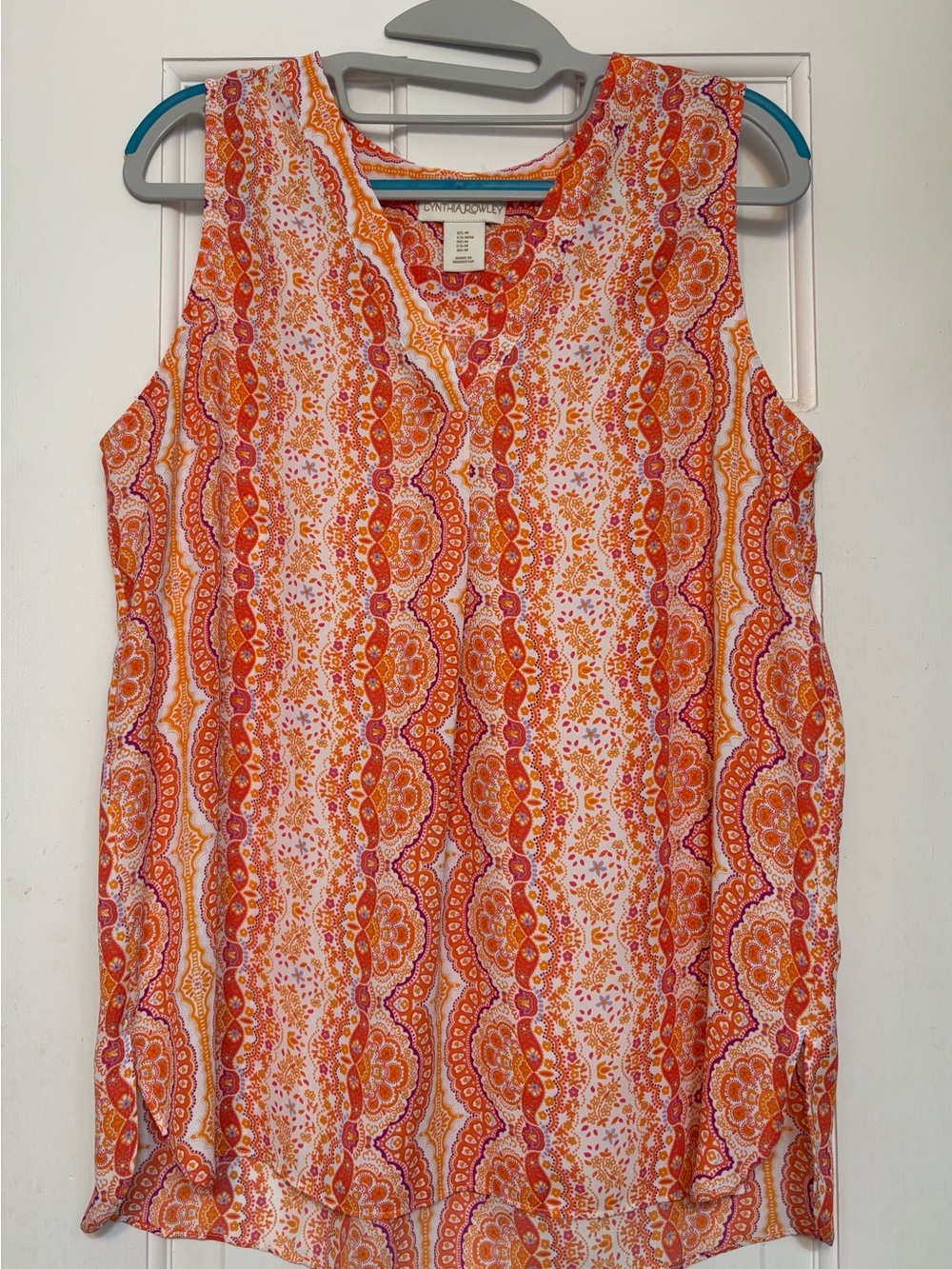 Cynthia Rowley Pink & Orange Paisley-Print Sleeveless Tank